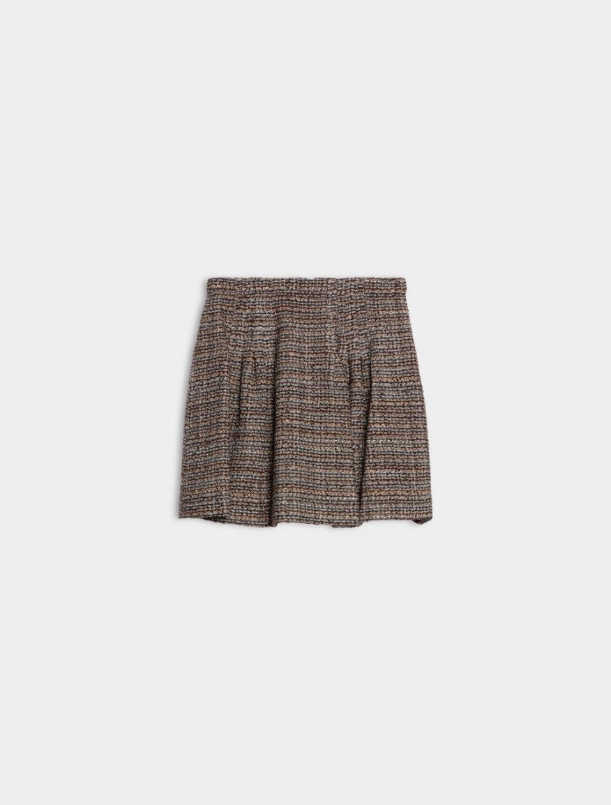 iBlues Iblundici brown check tweed A-line mini skirt product view