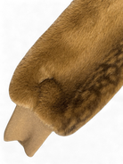 Detail of ribbed cuff on tan faux fur Iblues bomber jacket