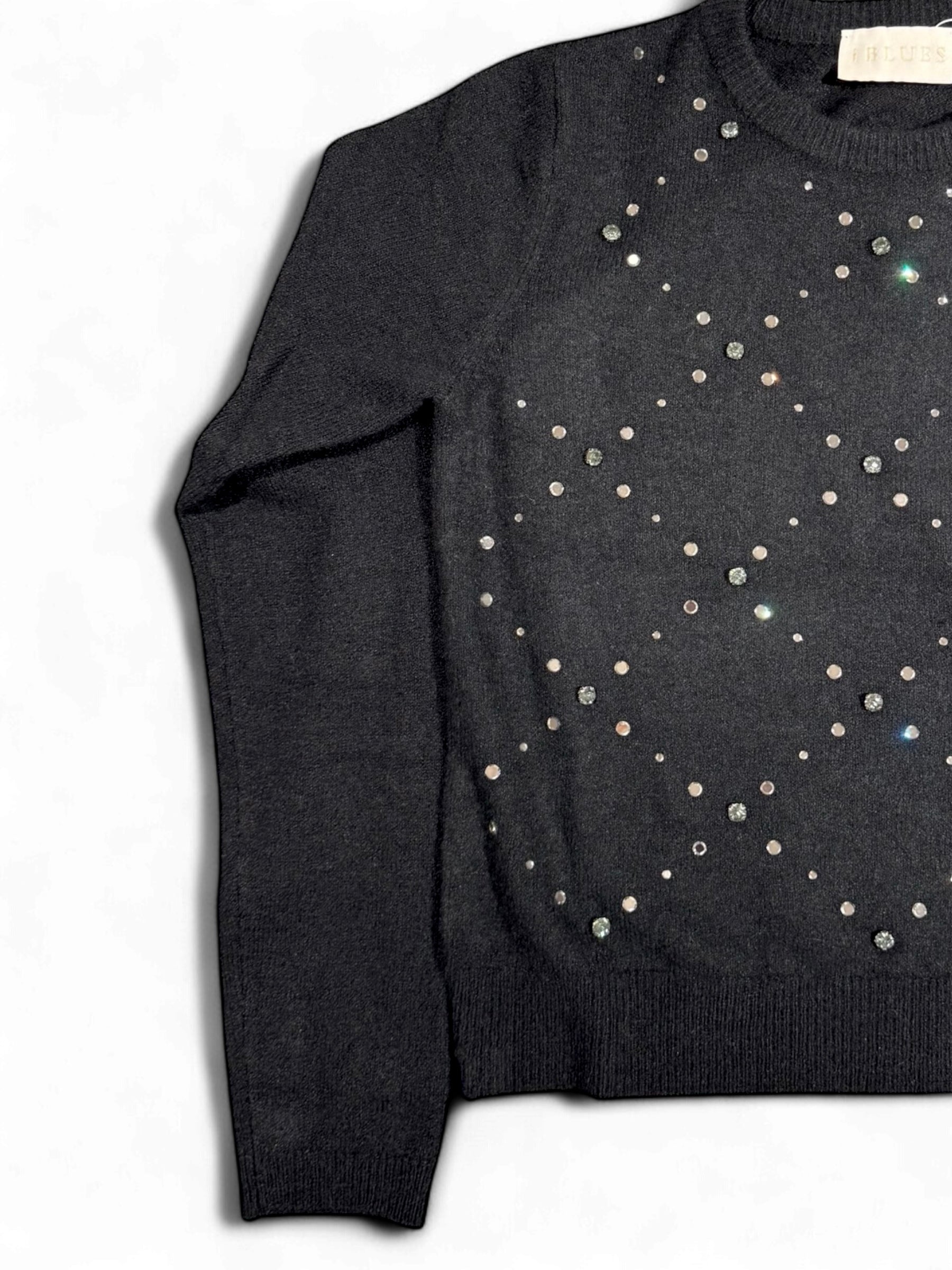 iBlues Luciana black knit – cuff and waistband detail with sparkly embellishment