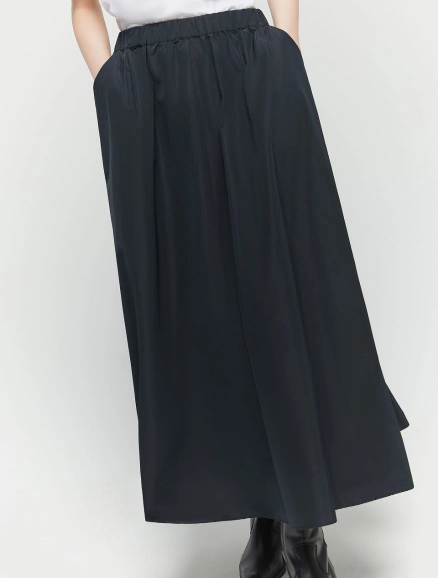 Iblues Nic Black Long Flared Skirt With Pockets