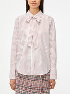 iBlues Ozio pinstripe bow front shirt full length front view