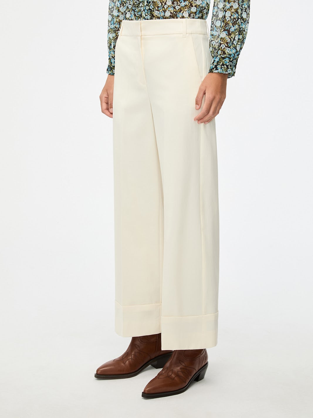 iBlues cream wide leg trousers side profile