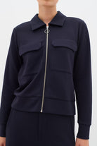 InWear BecaI navy sweat style casual jacket with front zip 