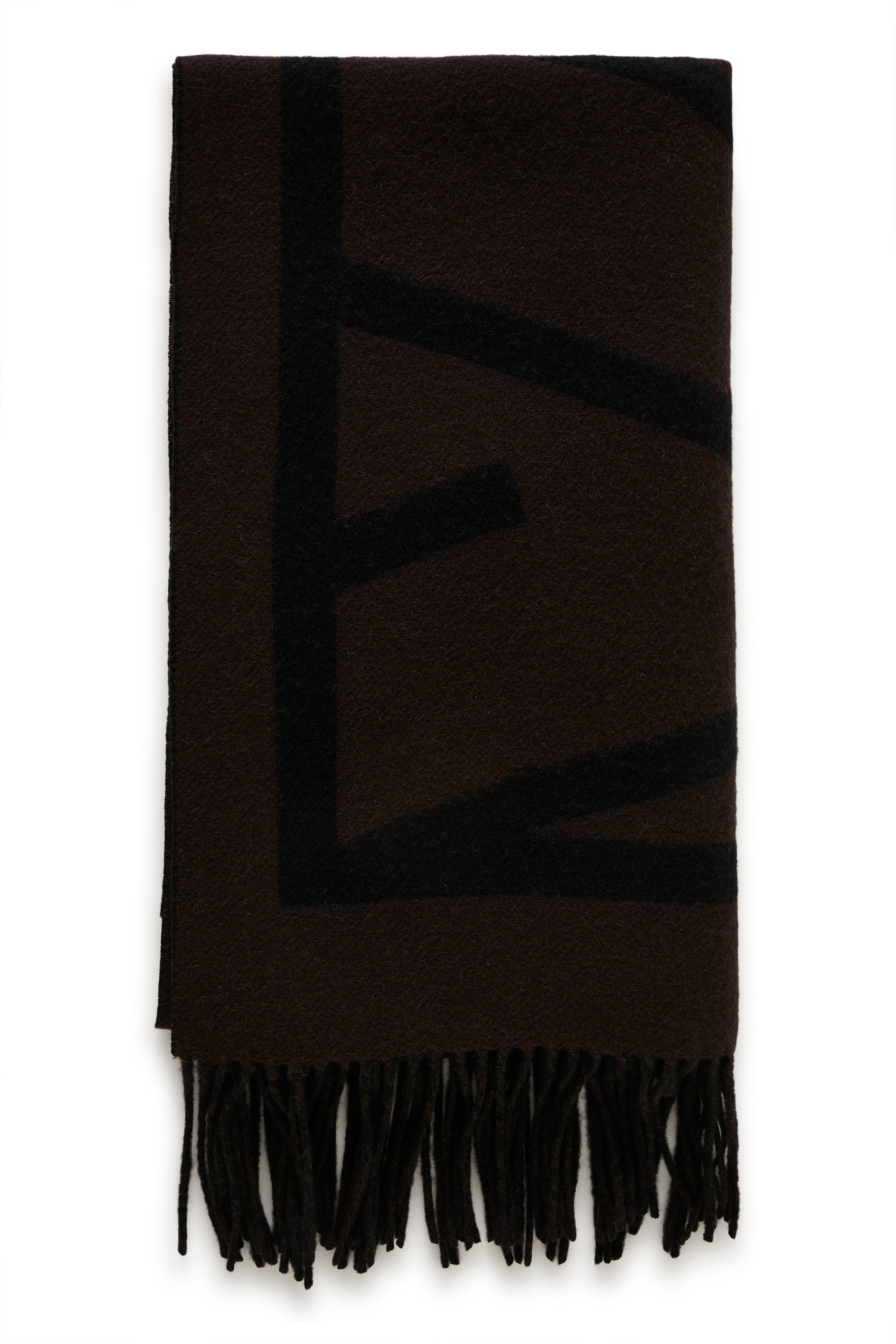 InWear brown logo scarf with fringed ends