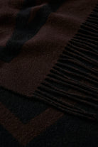 InWear brown and black logo scarf with fringed ends