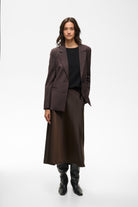Full-length view of InWear Zilky A-line satin midi skirt