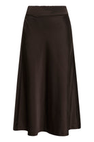  InWear Zilky brown satin skirt styled for smart-casual wear