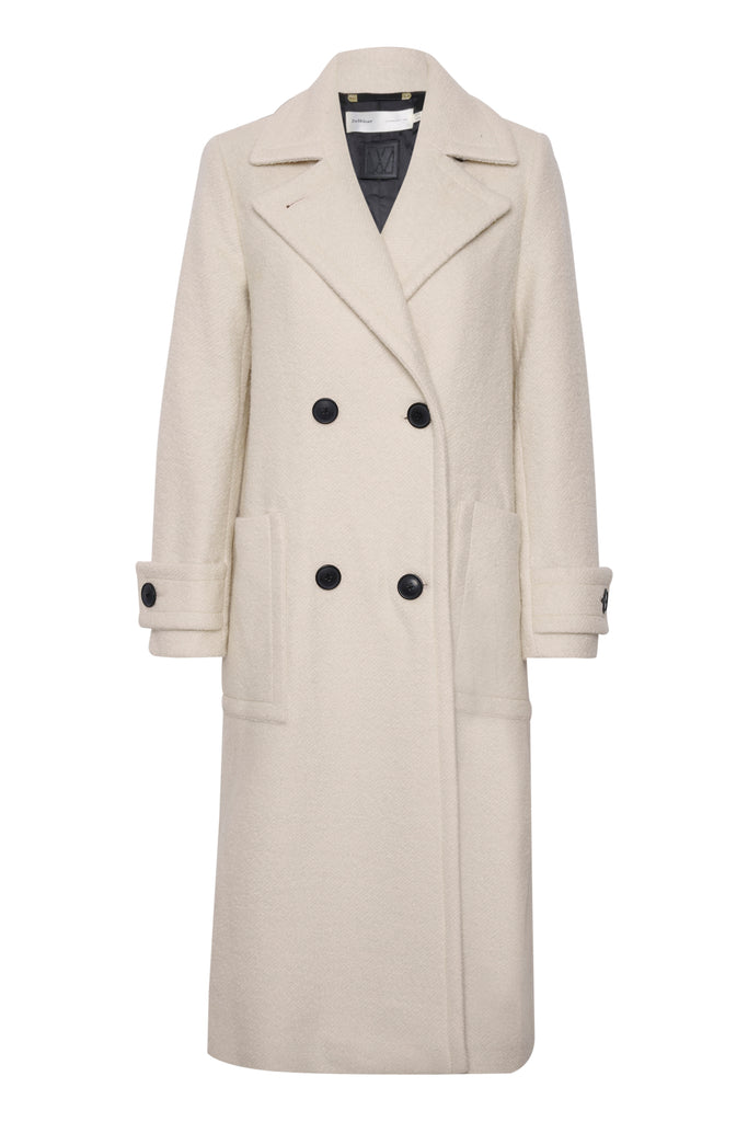 Inwear Percy Cream Double Breasted Dress Coat - Front