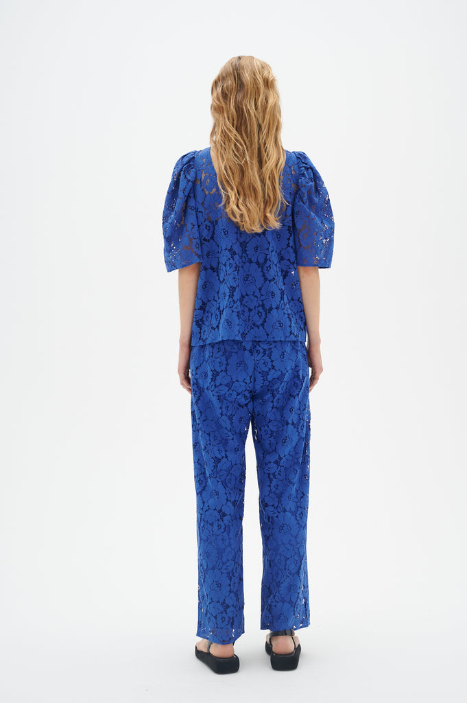 Inwear Nabill Blue Lace Elbow Sleeve Top - Back