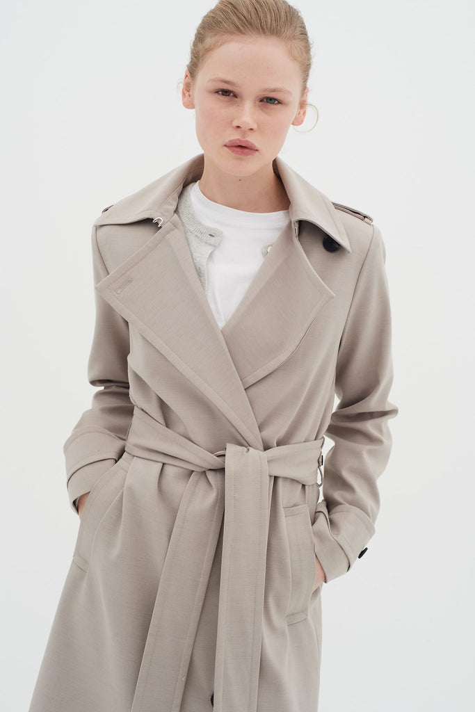 Inwear Tinah Taupe Belted Trench Coat for Women 