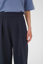 High-waisted pleated front detail of InWear PannieI navy trousers
