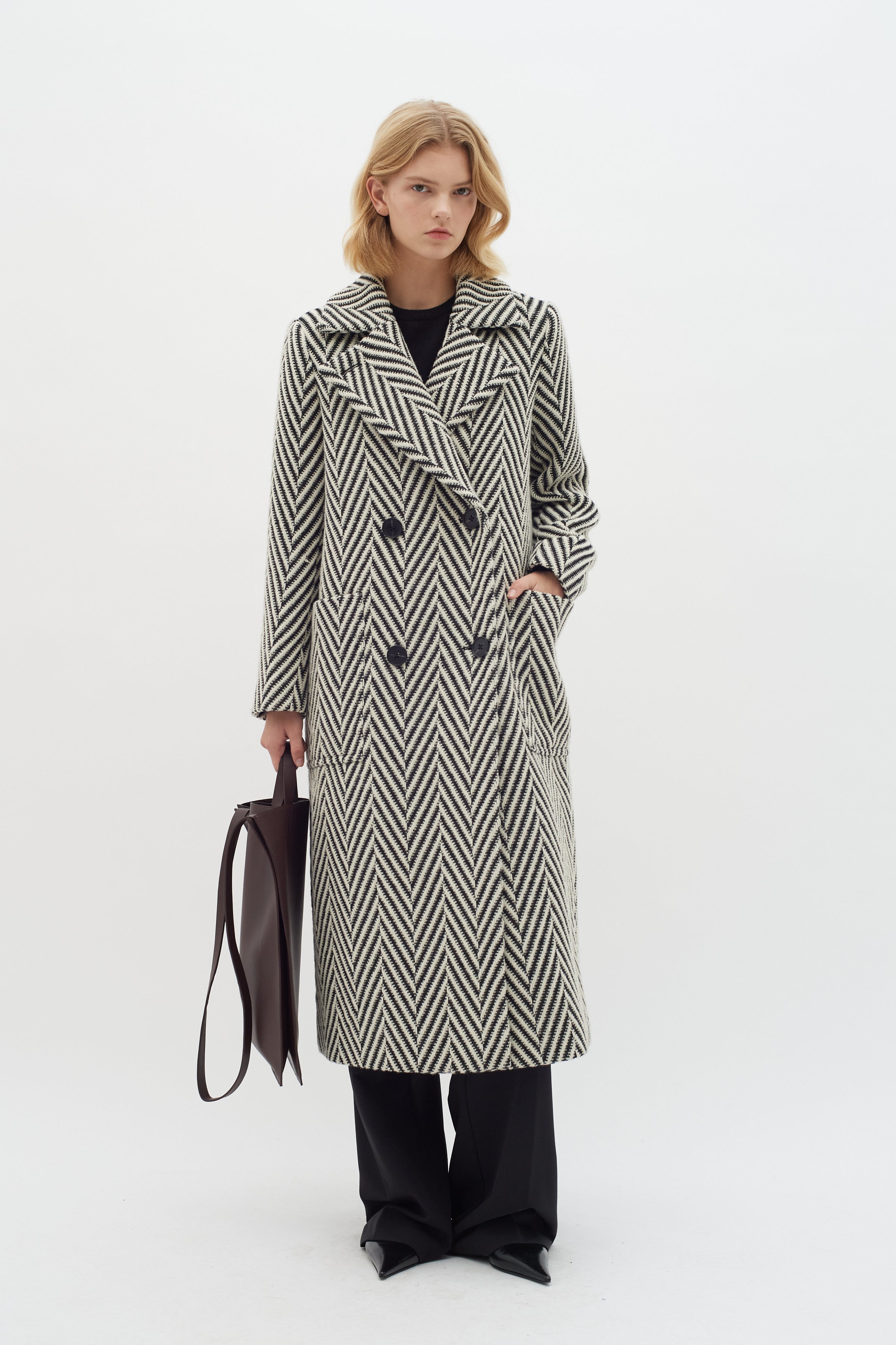 Inwear Tru Tweed Style Long Wool Blend Winter Coat