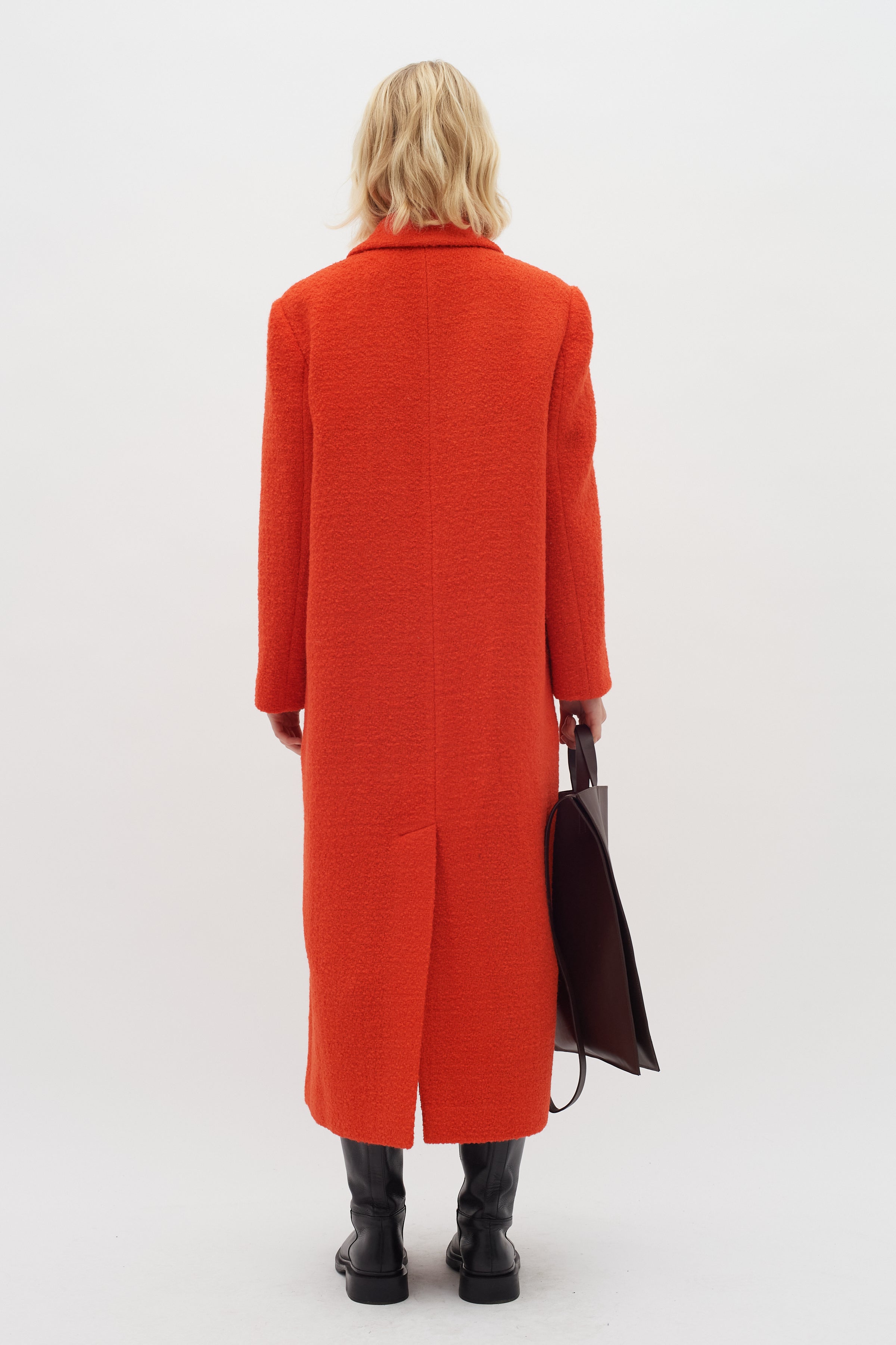 Inwear Tana Orange Long Button Coat From Back