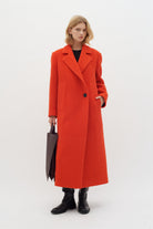 Inwear Tana Button Wool Coat In Deep Orange