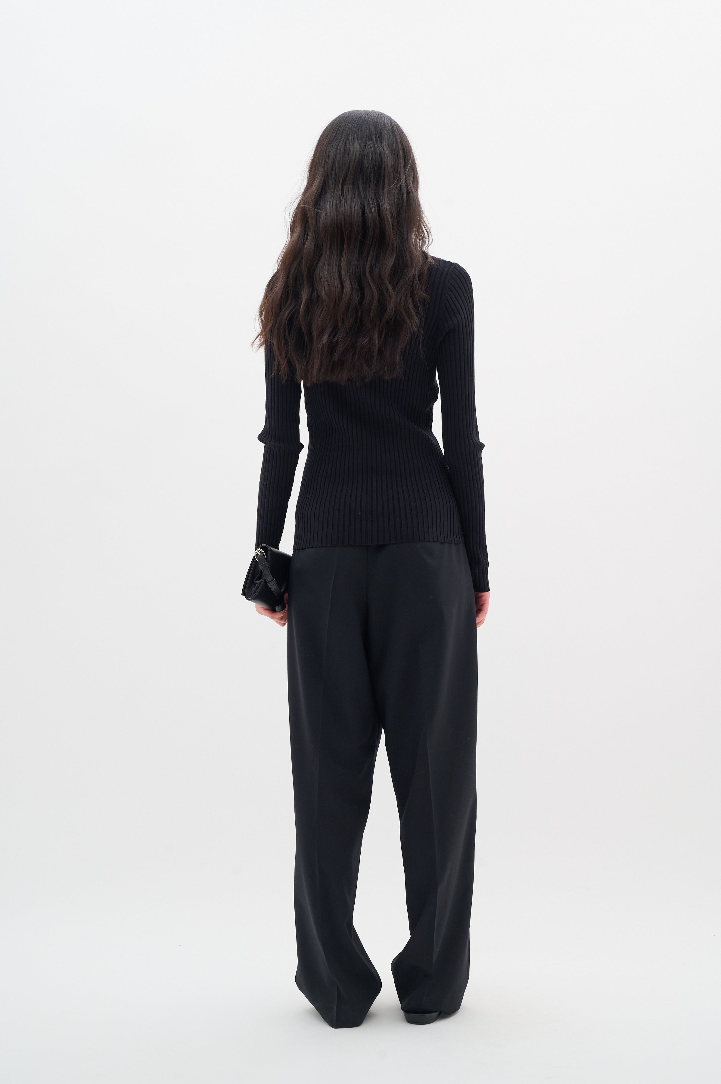 Inwear Jirai Ribbed V Neck Jumper In Black From Back