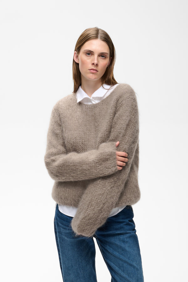InWear Jetra mohair wool blend crew neck jumper layered over white shirt