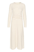 Inwear Carey Cream Ruched Waist Midi Dress With Long Sleeves