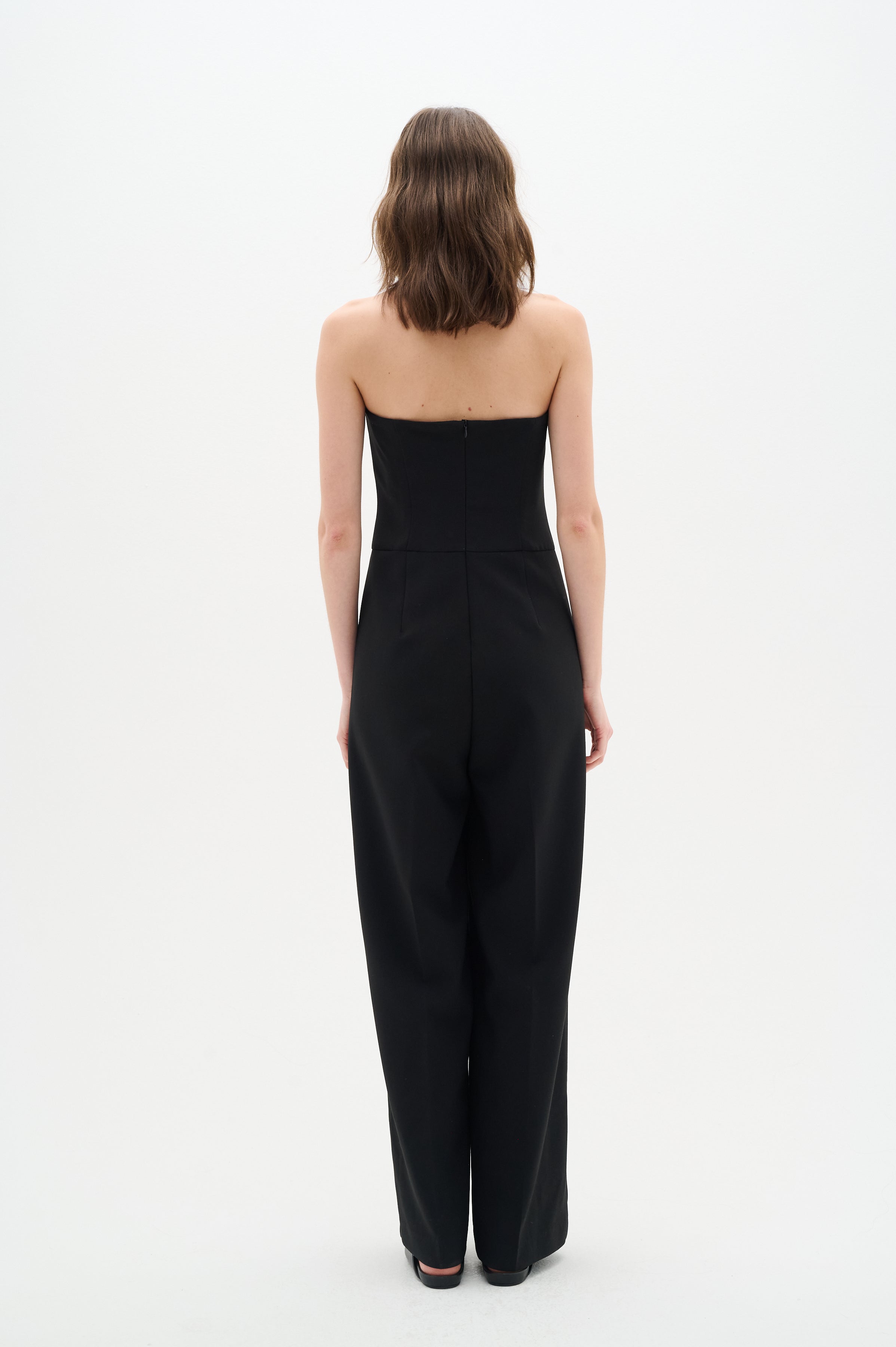 Inwear Kiarah Black Strapless Wide Leg Jumpsuit From The Back