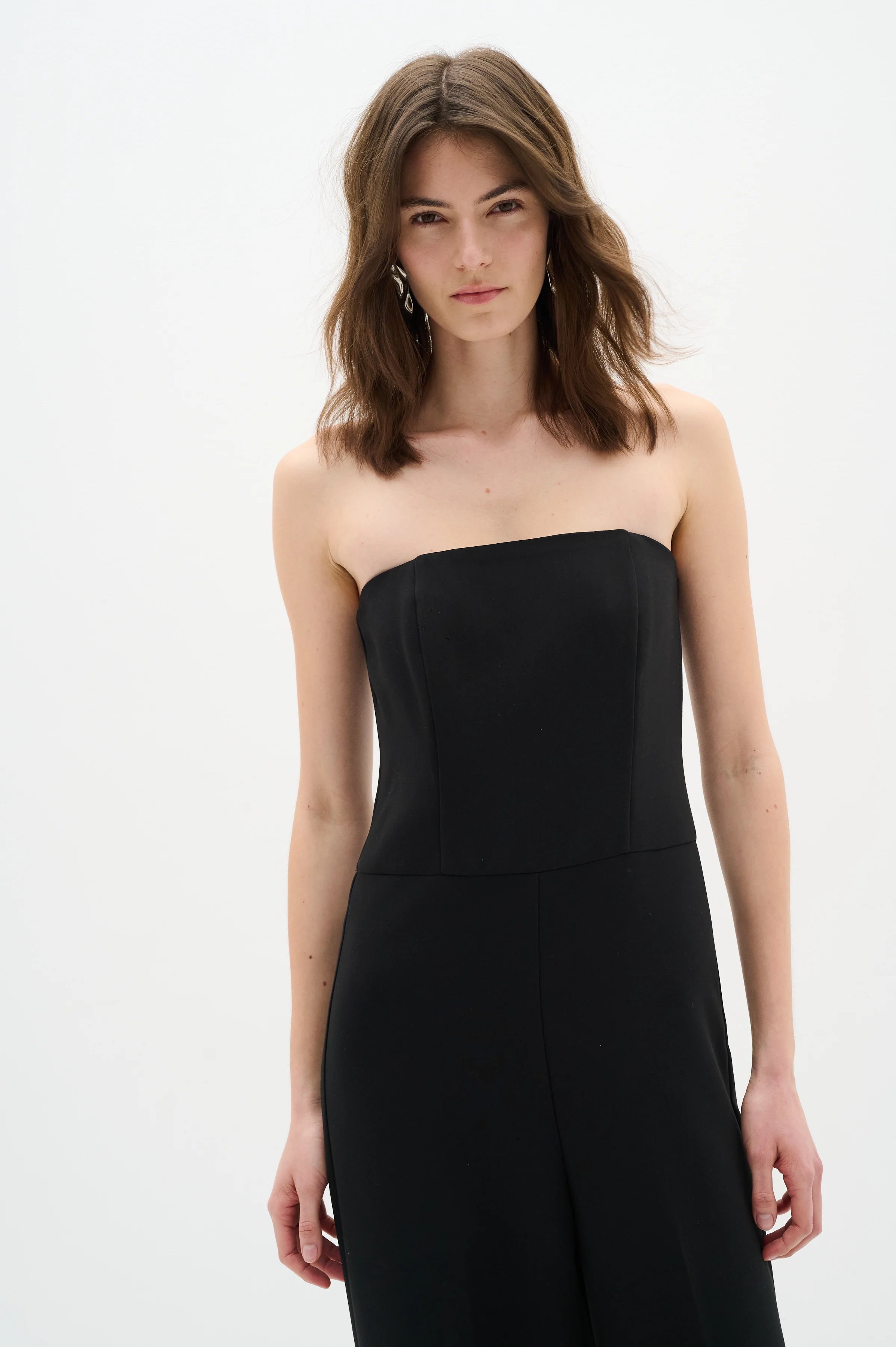 InWear Kiarah Black Strapless Wide Leg Jumpsuit for formal Occasions Ribbon Rouge Boutiques