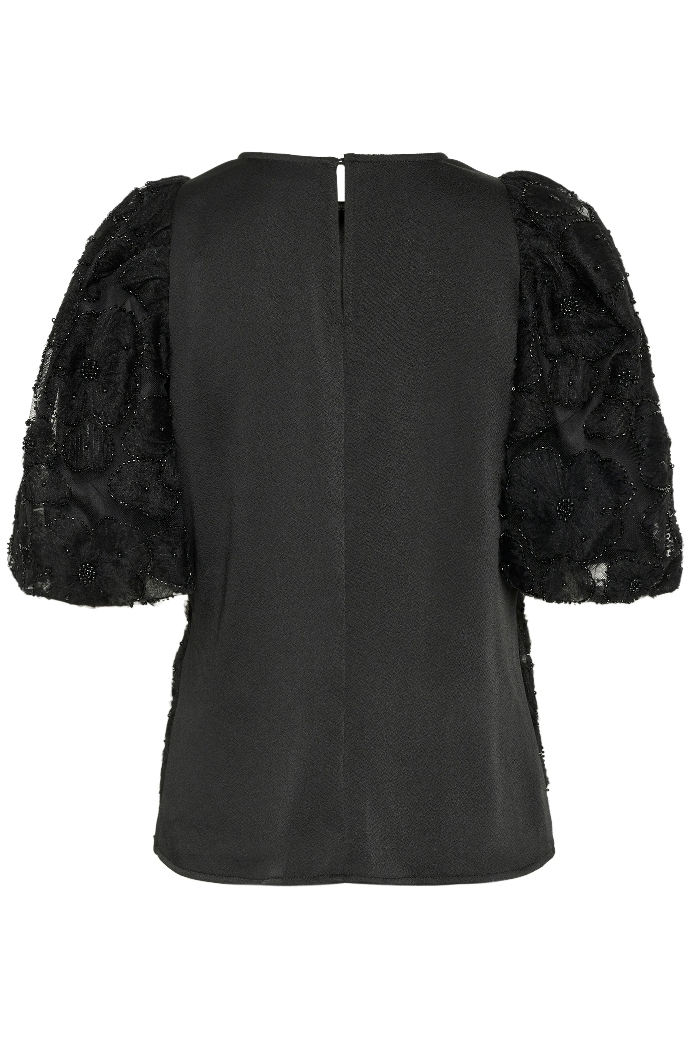 Inwear Duxil Short Sleeve Beaded Black Lace Top From Back 