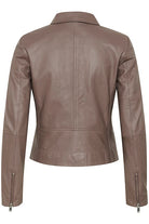 Inwear Wenna Taupe Biker Style Leather Jacket From Back 