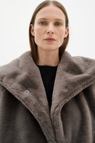 InWear Yobol grey faux fur short winter jacket 