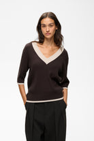 InWear Leenah brown fine knitted V-neck jumper