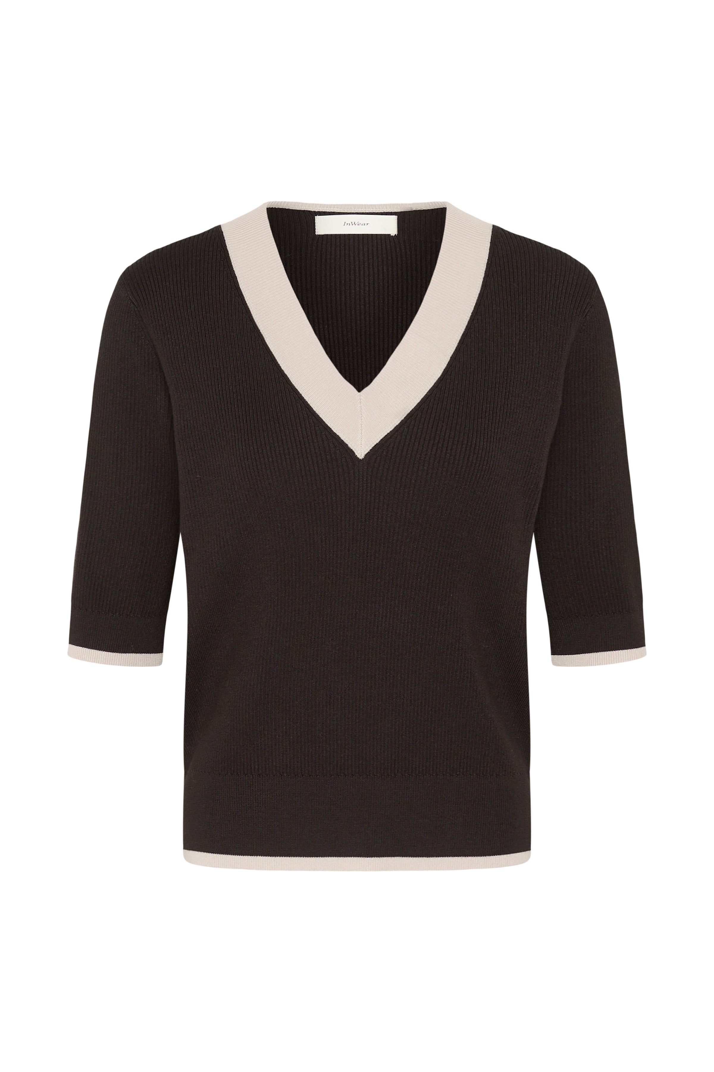 InWear Leenah brown contrast trim knit jumper