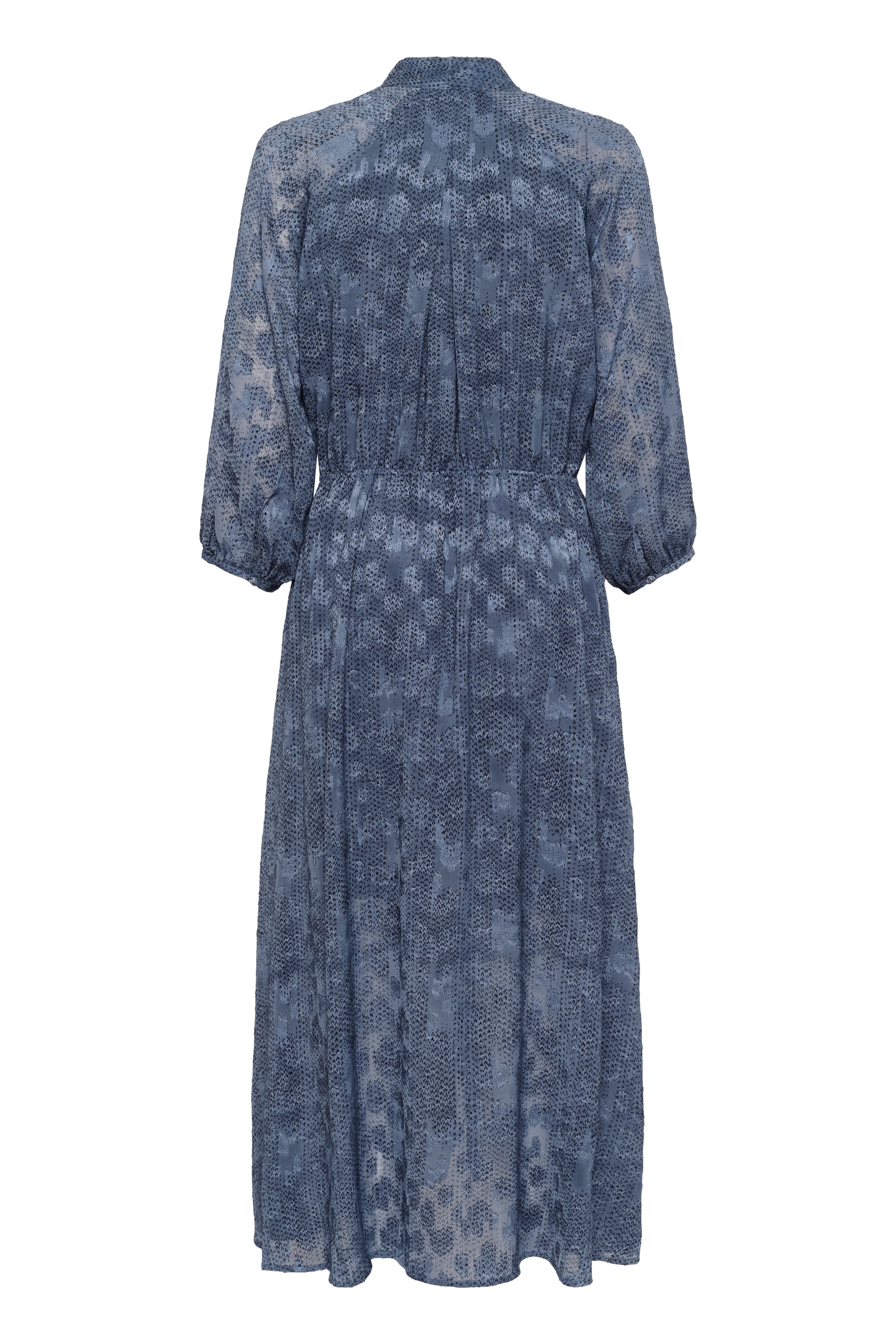 Oui Indigo Spot Print V-Neck Maxi Dress flat back view