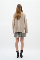 Rear view of InWear BryaI monochrome tweed short skirt