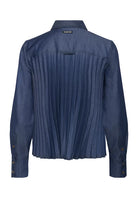 Flat lay of InWear denim shirt showing pleated back panel