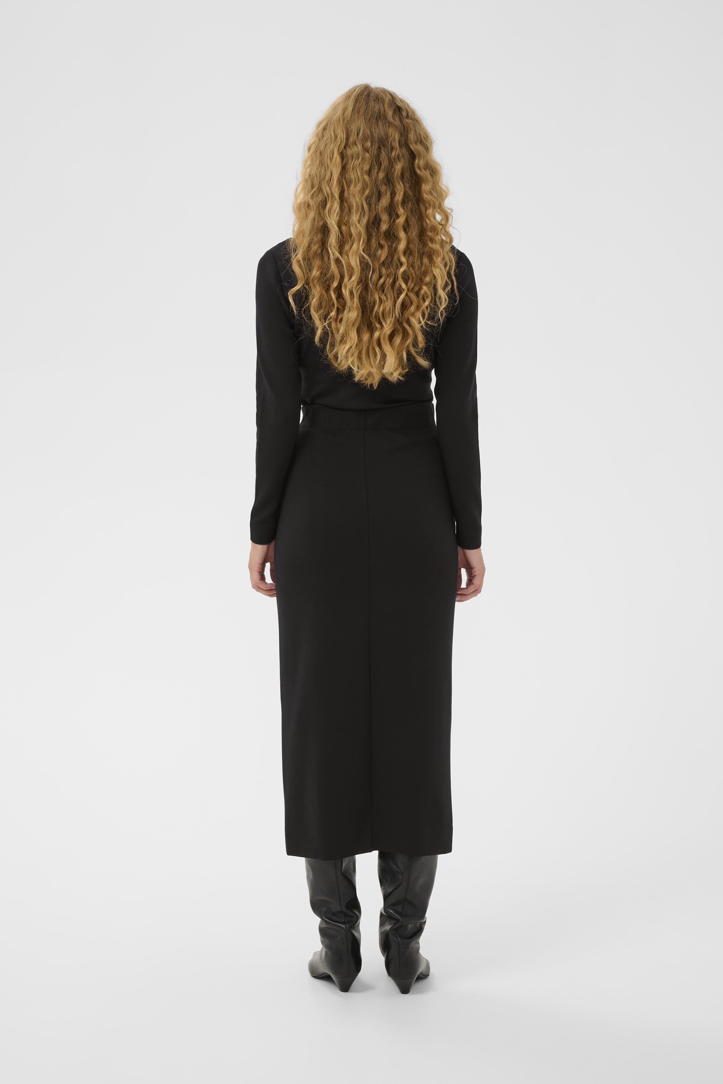 InWear black wrap top back view on model