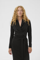 InWear Tricenti top front angle with waist tie detail Black skirt 