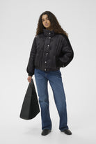 InWear Genoa boxy fit black puffer jacket full outfit front view