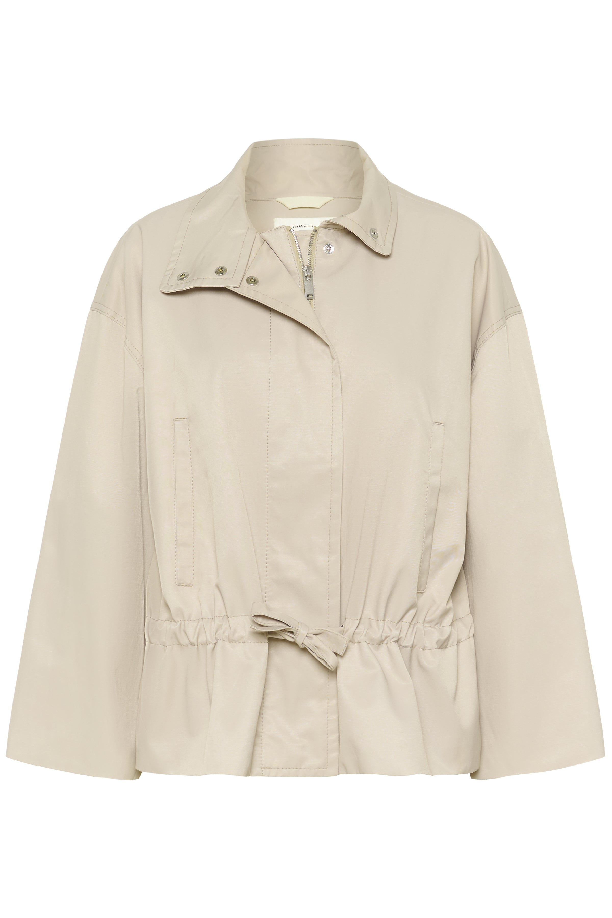 InWear Grace Lynn jacket beige showing snap front and relaxed shape