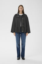 InWear Grace Lynn jacket navy styled with denim jeans