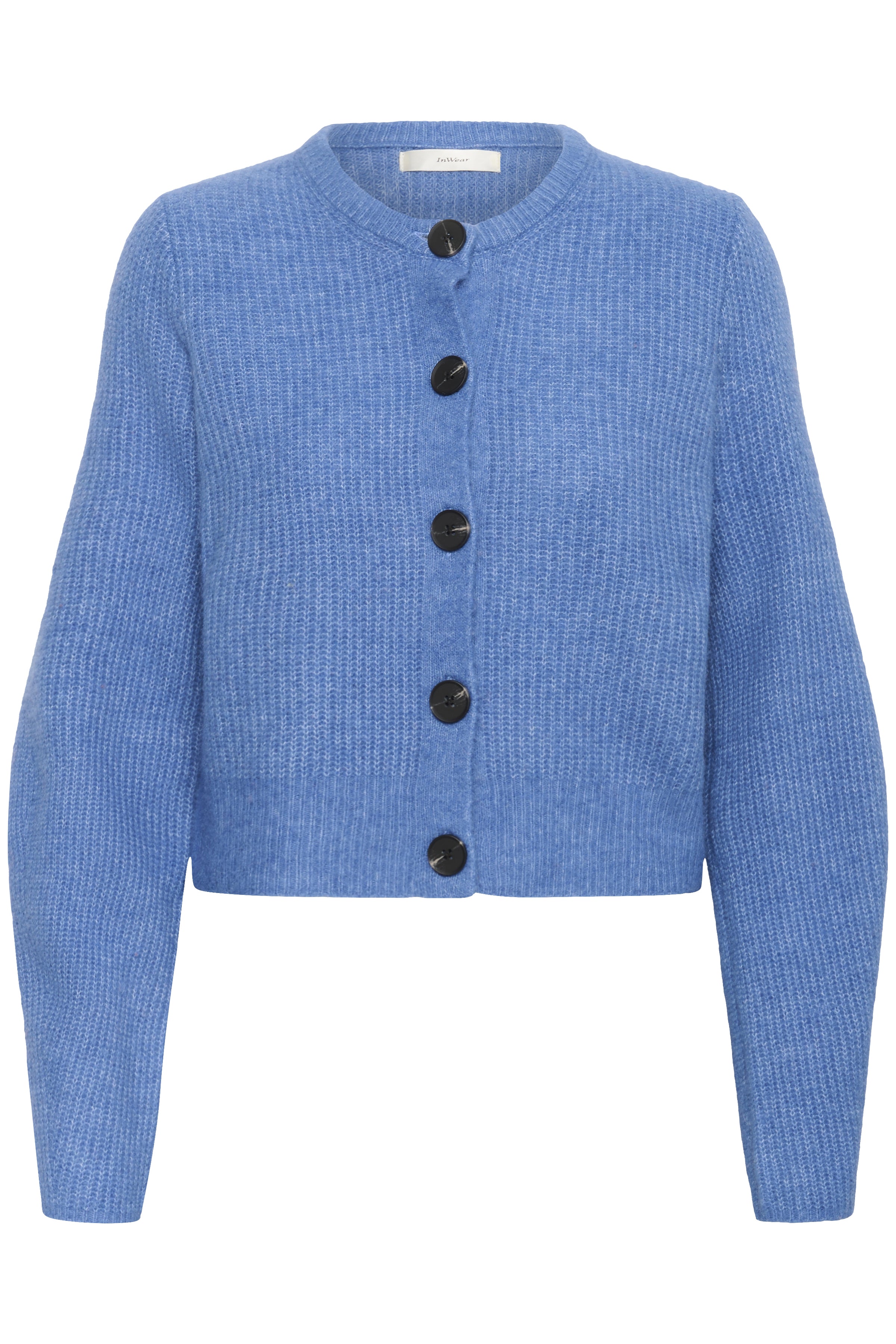 Flat lay of InWear Nias blue soft knitted cardigan