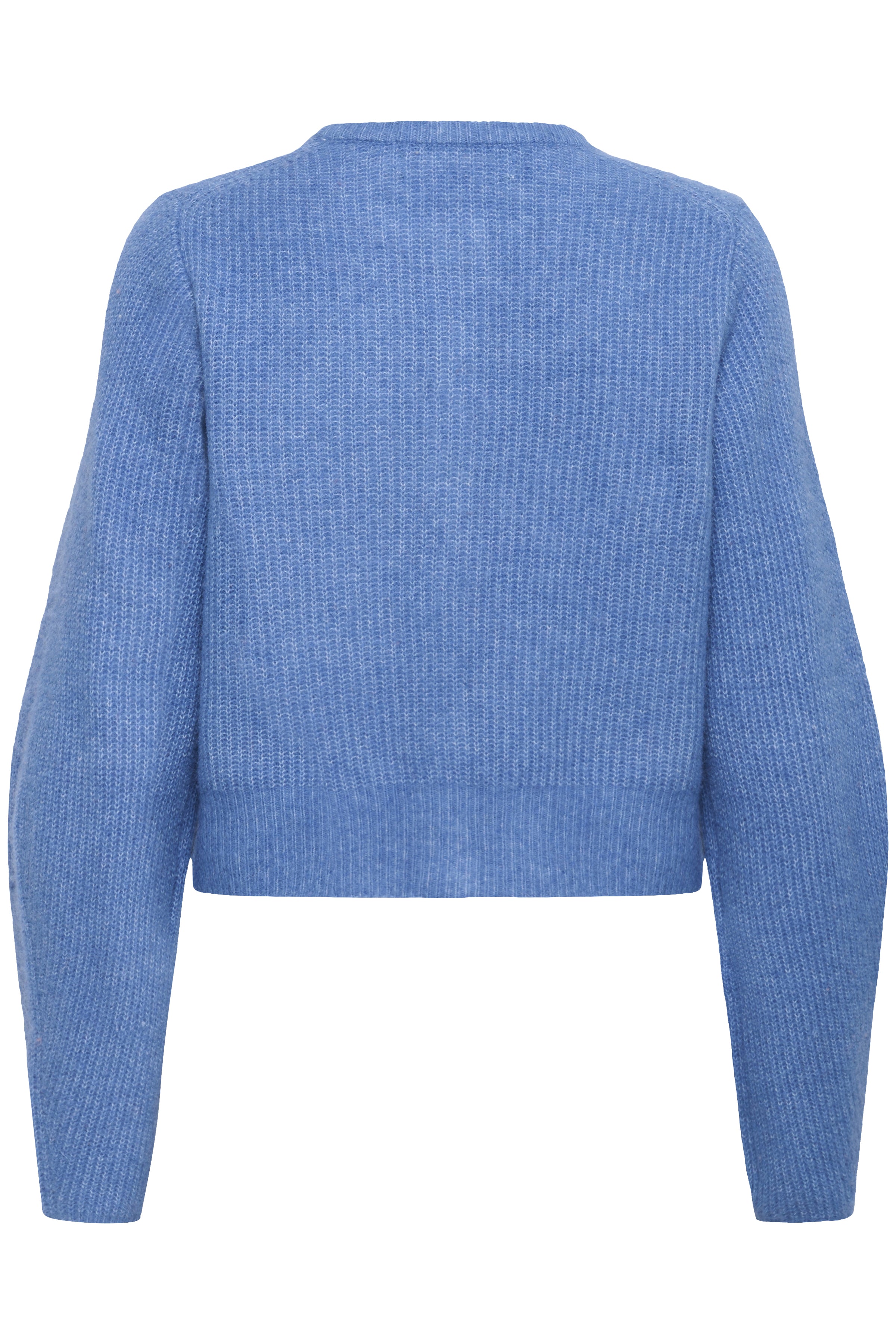 Back view of InWear Nias blue cropped knitted cardigan