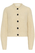 Flat lay of InWear Nias cream cropped knitted cardigan