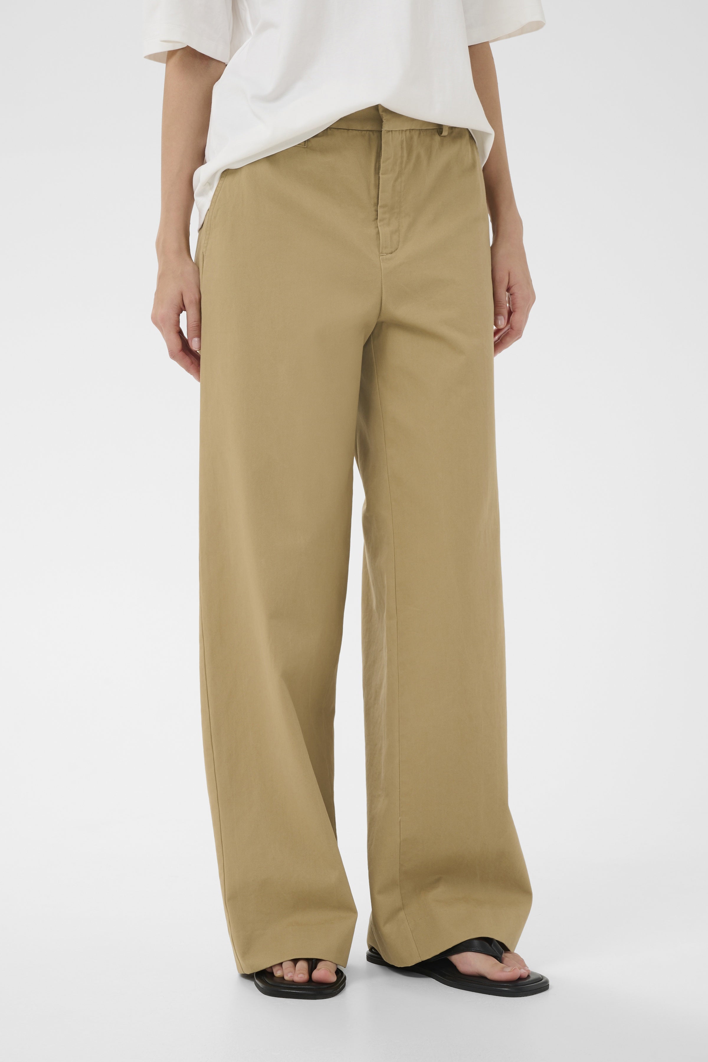InWear Diaz wide leg trousers worn front full length