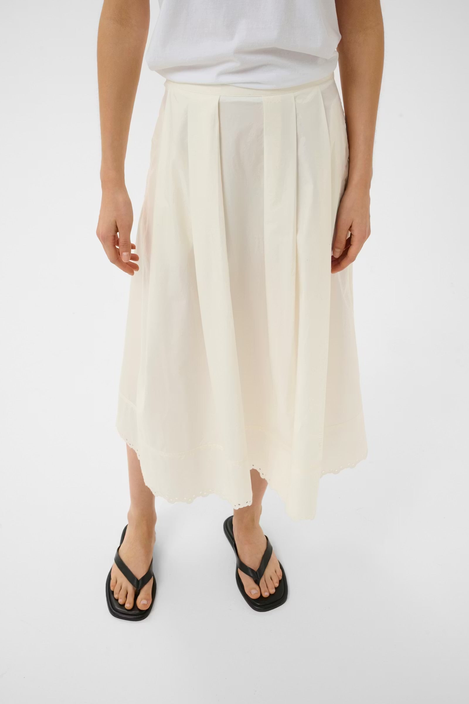 InWear cream midi skirt pleated front A-line shape detail