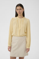 InWear Leah blouse yellow pleated front detail