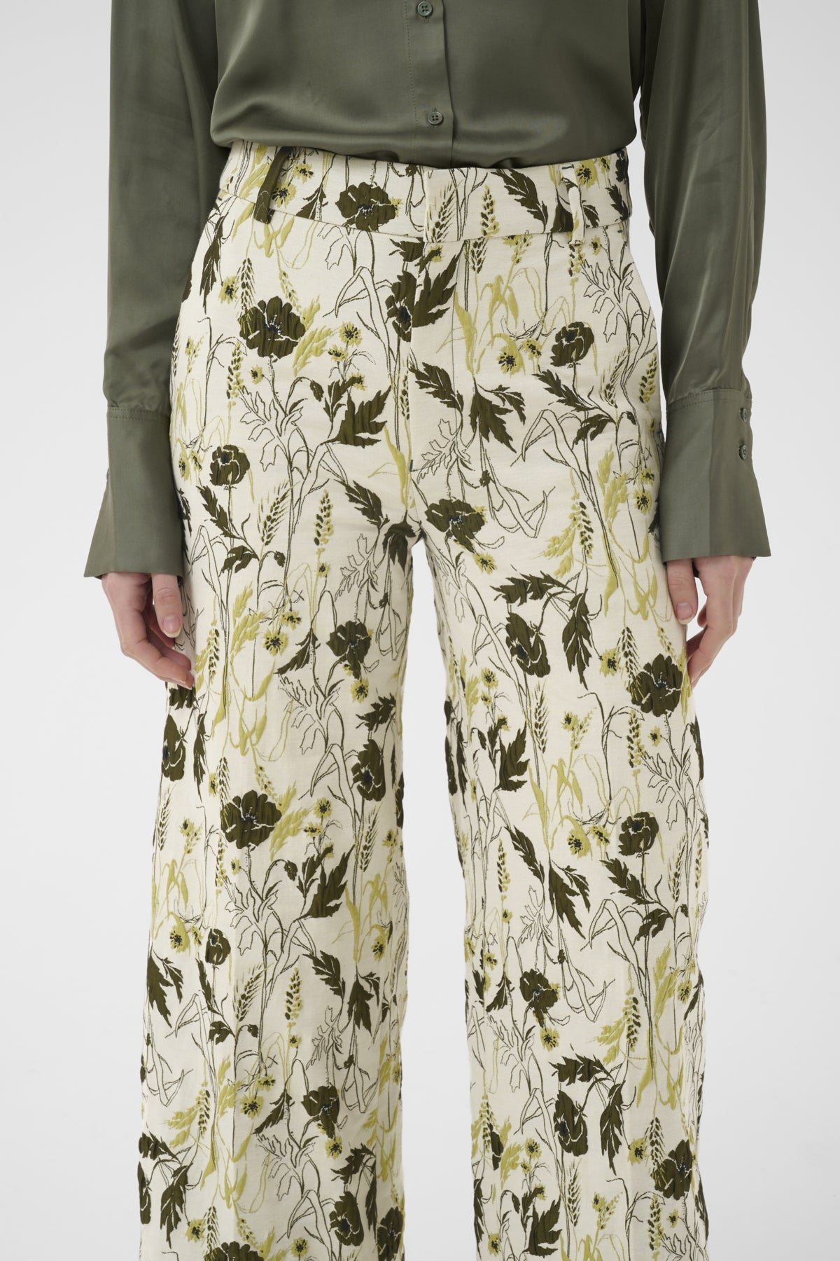 InWear Cecily botanical wide leg trousers close detail