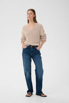 InWear Darlina washed dark blue slim leg jeans front view