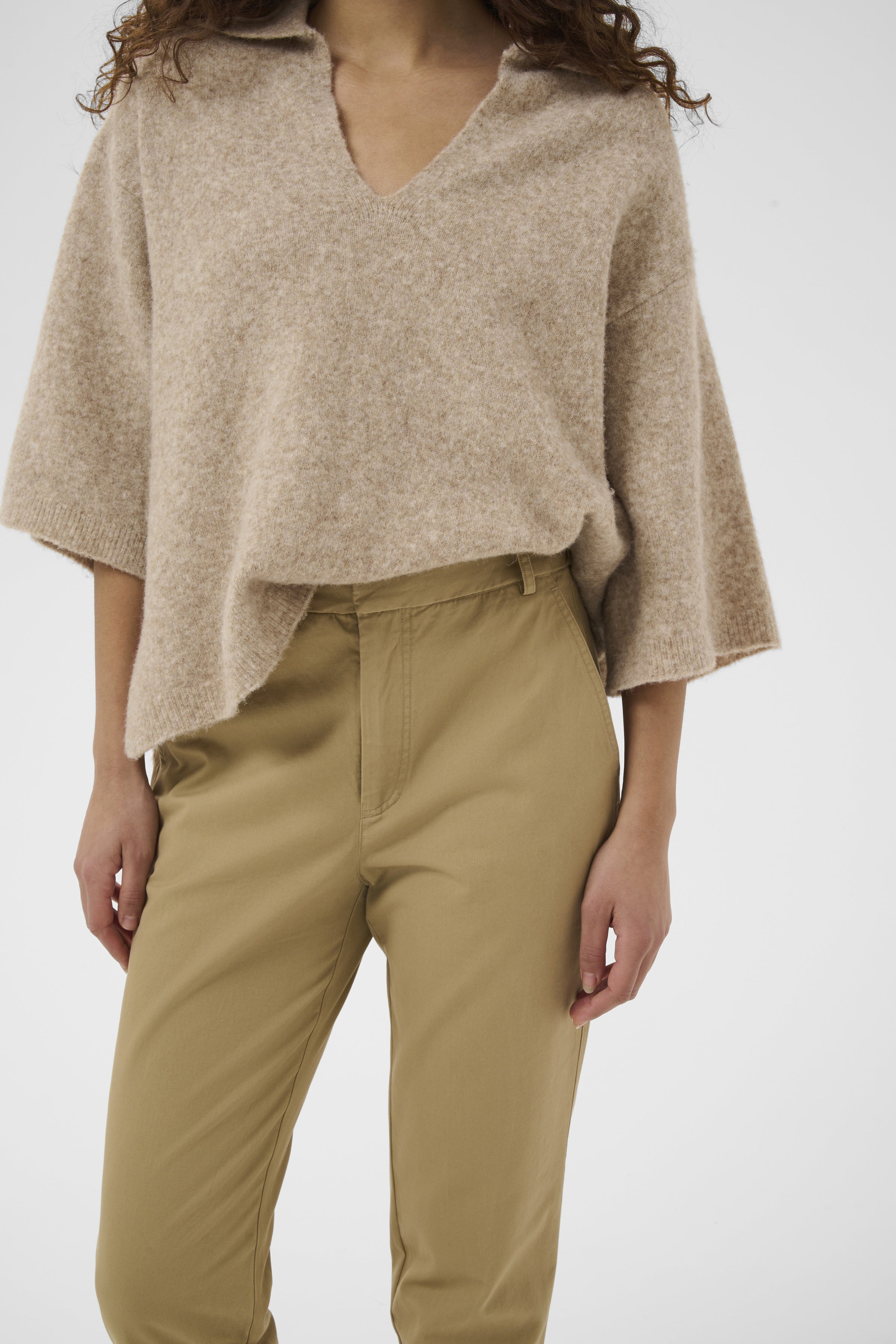 InWear Diz Nolona sand elastic waist trousers detail
