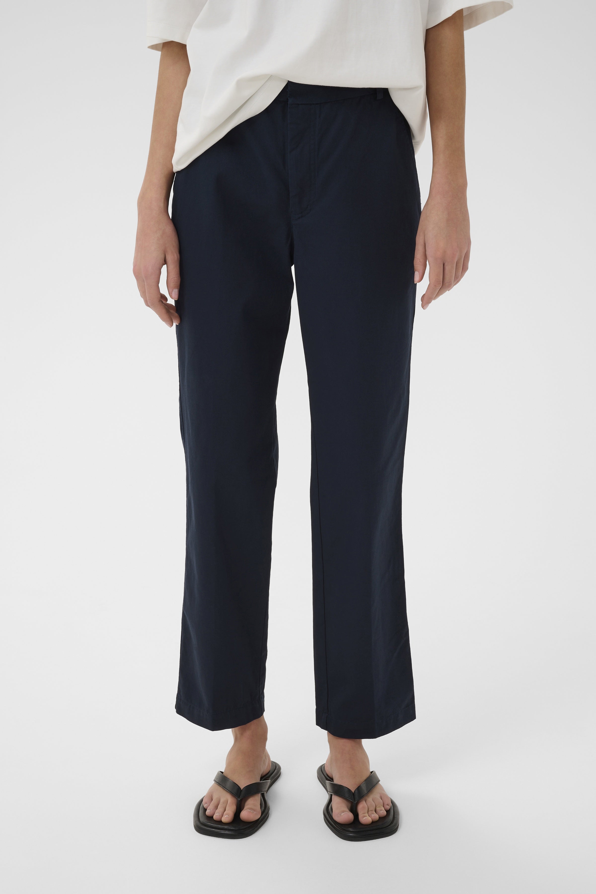 InWear Diz Nolona navy straight leg trousers full length