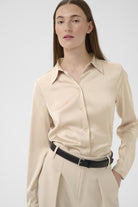 InWear Lake glossy satin shirt beige