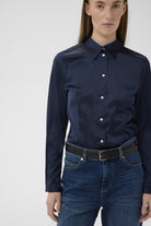 InWear Lake glossy satin shirt navy
