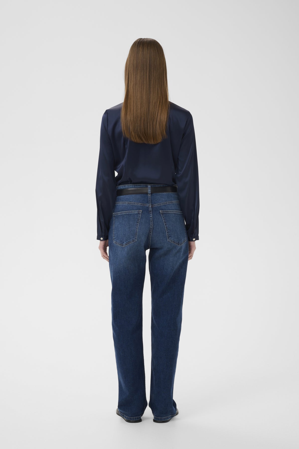 InWear Lake navy glossy blouse back view