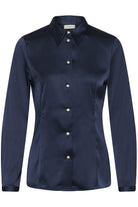 InWear Lake navy satin shirt long sleeve detail